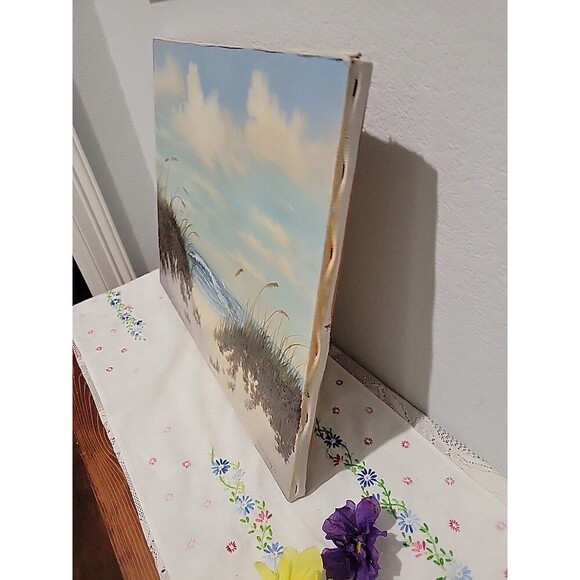 Vintage Original Oil Painting on canvas seascape by Marion Gray '77 Nederland Tx - Picture 11 of 12